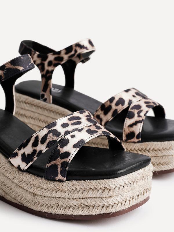 Linzi Leopard Print Flatform Two Part Sandal