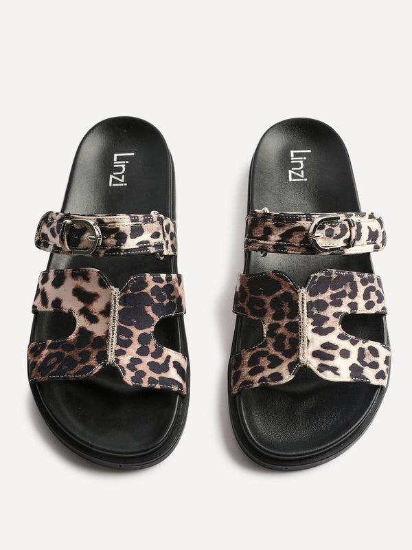 Linzi Leopard Print Footbed Linked Design Sandal