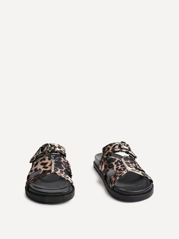 Linzi Leopard Print Footbed Linked Design Sandal