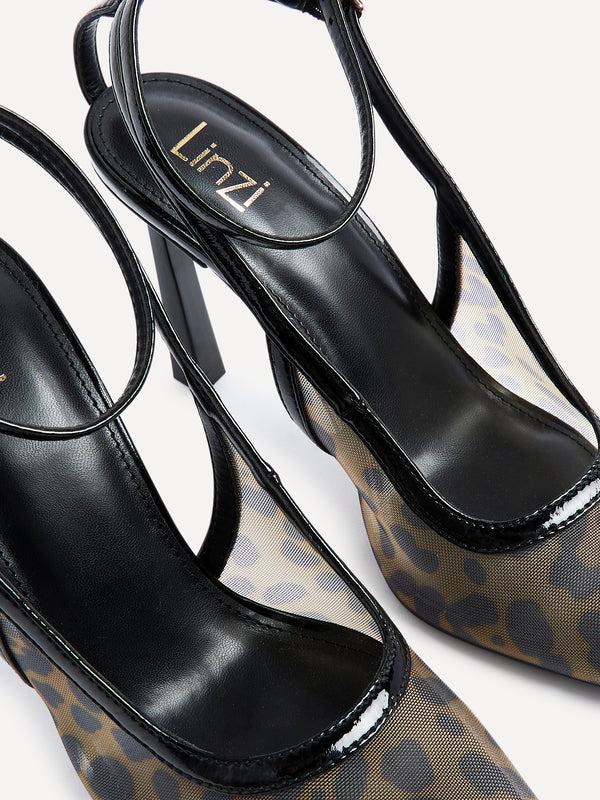 Linzi Leopard Print Mesh Stiletto Court Heel