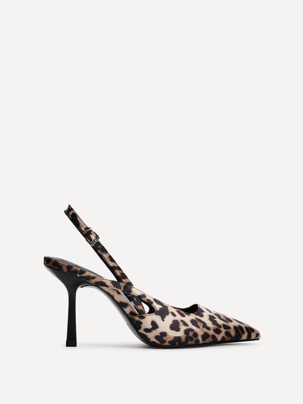 Linzi Leopard Print Sling Back Court Heels