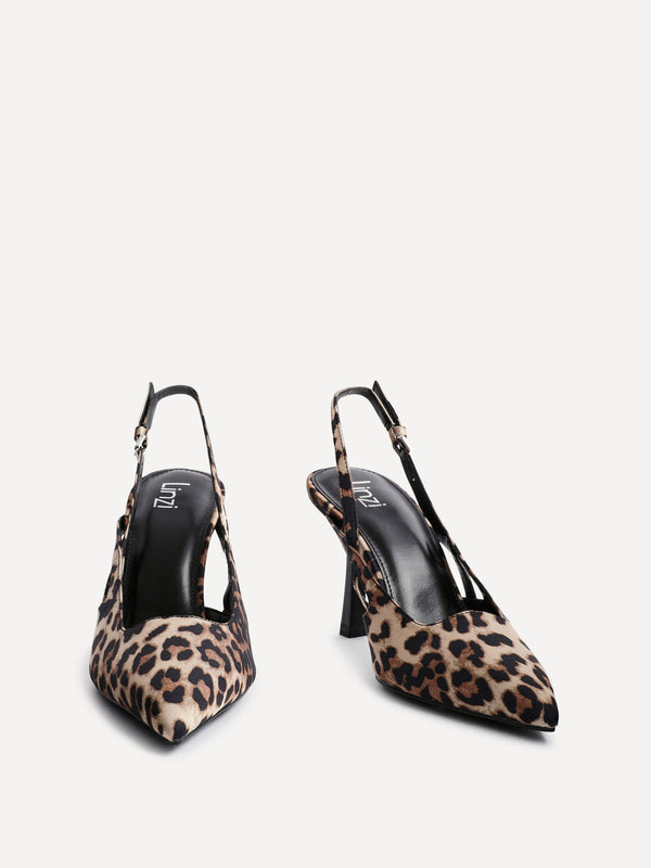 Linzi Leopard Print Sling Back Court Heels