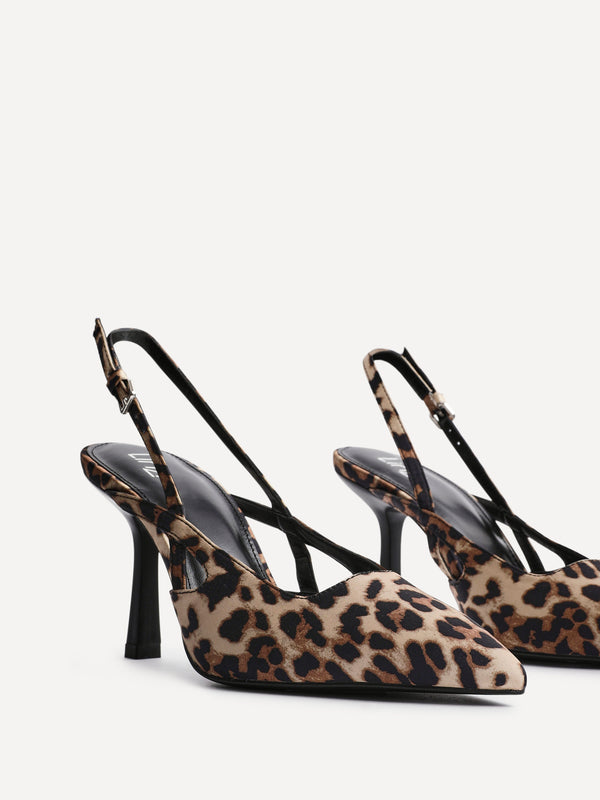 Linzi Leopard Print Sling Back Court Heels