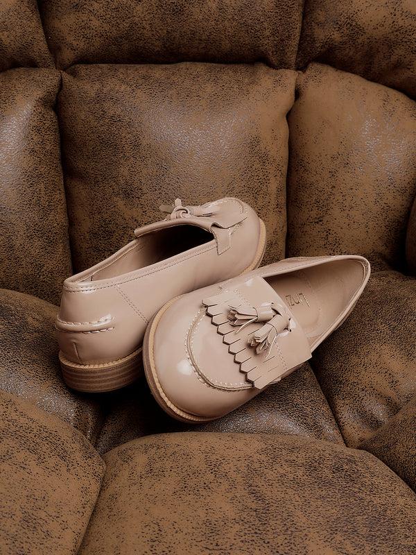 linzi Mocha Faux Leather Classic Slip On Loafer