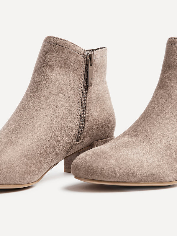 Linzi Mocha Faux Suede Block Heeled Ankle Boot