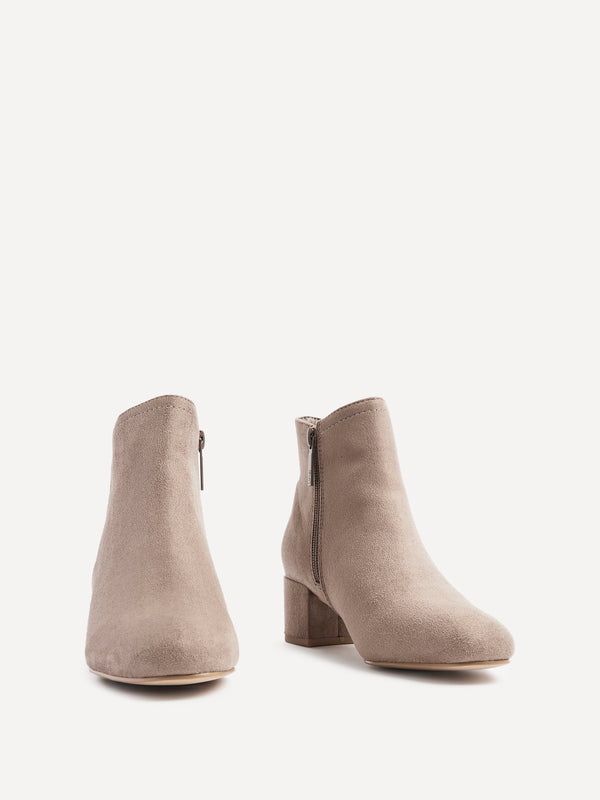 Linzi Mocha Faux Suede Block Heeled Ankle Boot