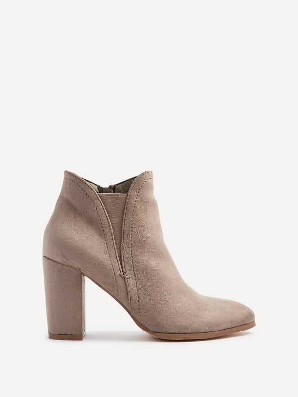 Linzi Mocha Faux Suede Block Heeled Ankle Boot