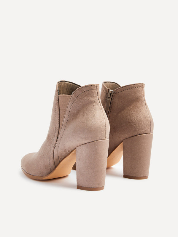 Linzi Mocha Faux Suede Block Heeled Ankle Boot