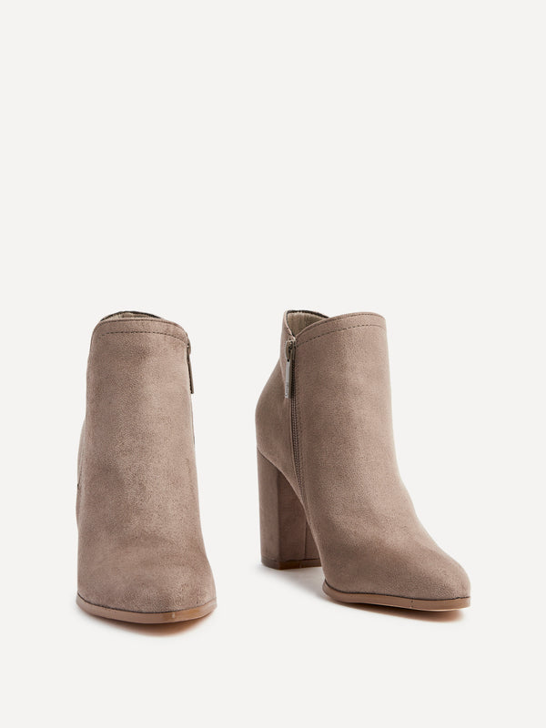 Linzi Mocha Faux Suede Block Heeled Ankle Boot
