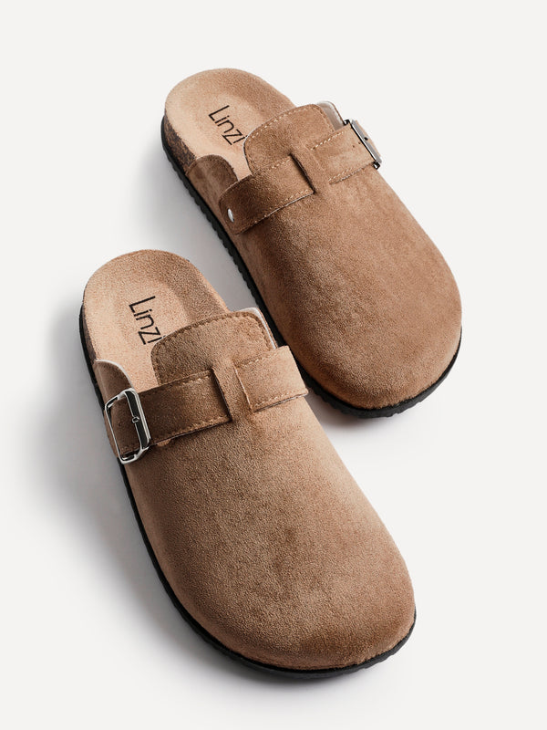 Linzi Mocha Faux Suede Clog