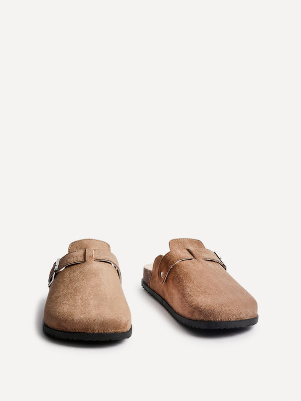 Linzi Mocha Faux Suede Clog