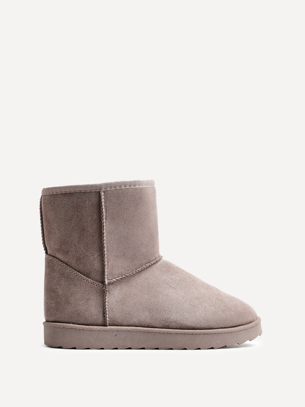 Linzi Mocha Faux Suede Faux Fur Lined Ankle Boot