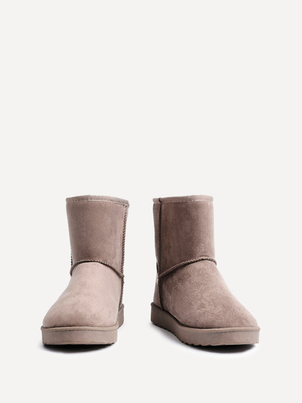 Linzi Mocha Faux Suede Faux Fur Lined Ankle Boot