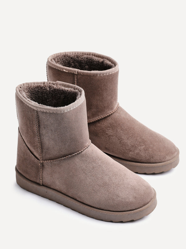 Linzi Mocha Faux Suede Faux Fur Lined Ankle Boot