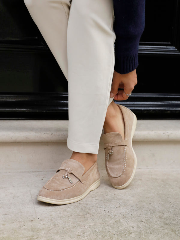 linzi Mocha Faux Suede Slip On Loafer