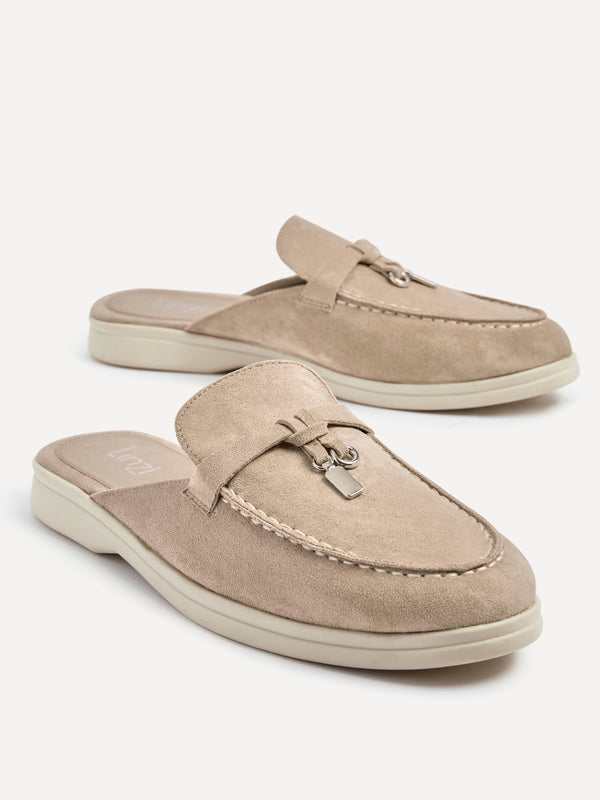 Linzi Mocha Faux Suede Slip On Mule