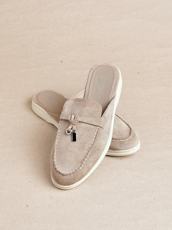 linzi Mocha Faux Suede Slip On Mule