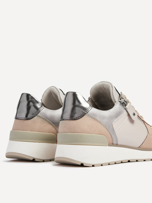 Linzi Mocha Multi Coloured Trainer With Zip Detail