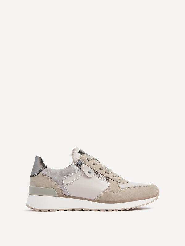 Linzi Mocha Multi Coloured Trainer With Zip Detail