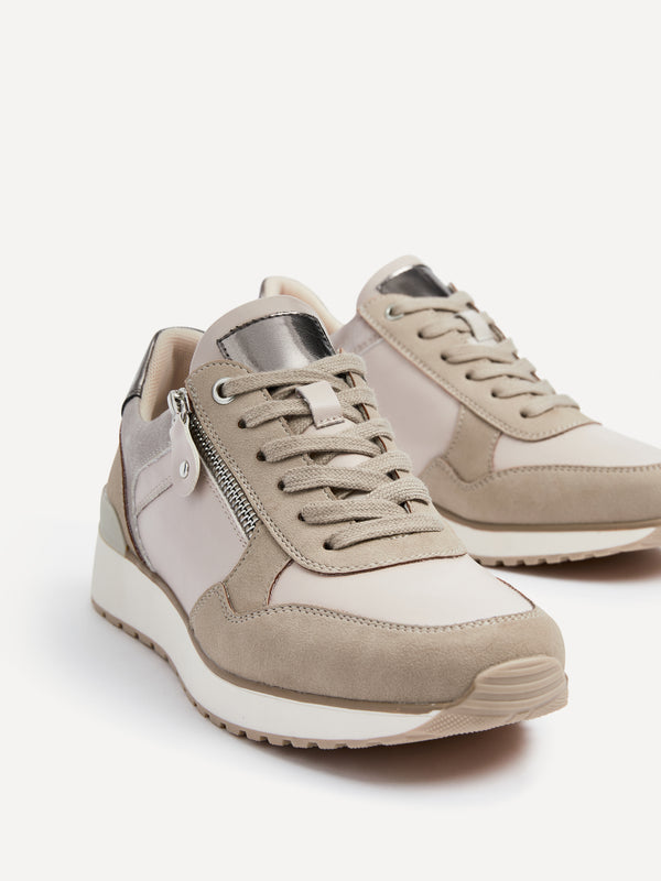 linzi Mocha Multi Coloured Trainer With Zip Detail