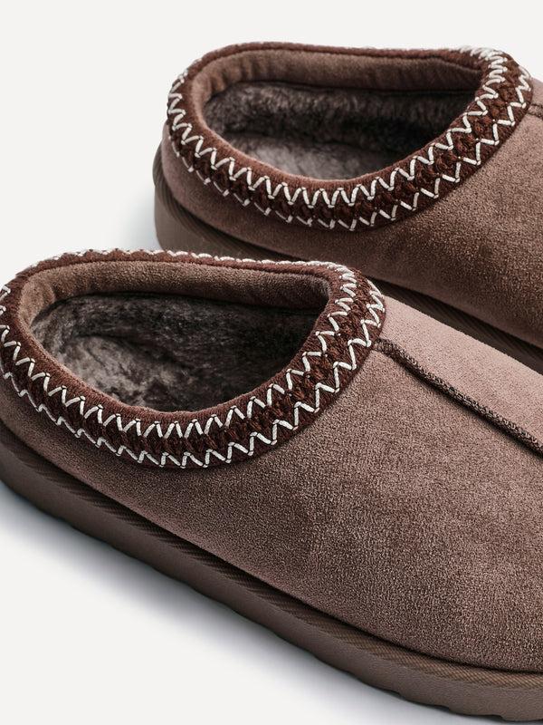 Linzi Mocha Suede Slipper With Aztec Detail