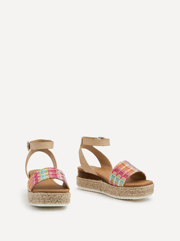 Linzi Multi Coloured Raffia Flatform Sandal