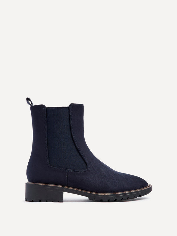 Linzi Navy Faux Suede Classic Chelsea Boot