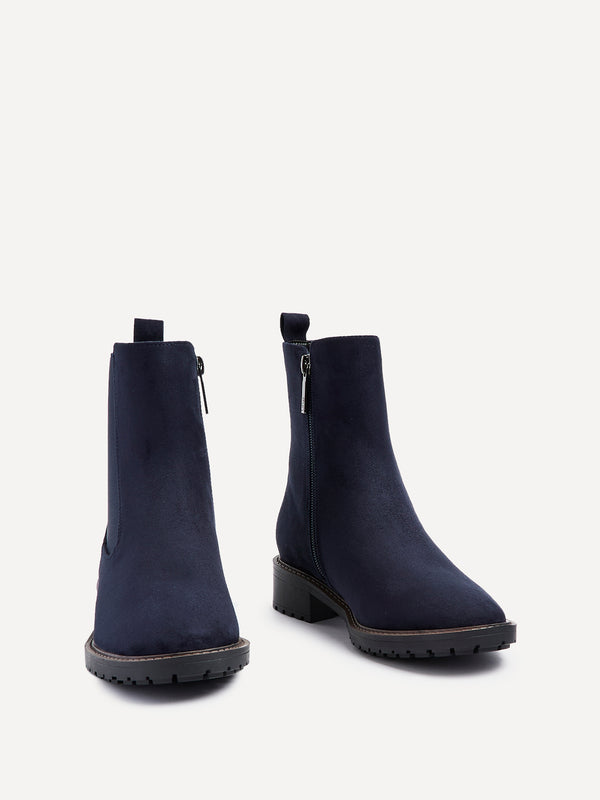 Linzi Navy Faux Suede Classic Chelsea Boot