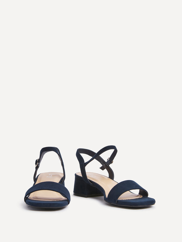 Linzi Navy Faux Suede Low Block Heel