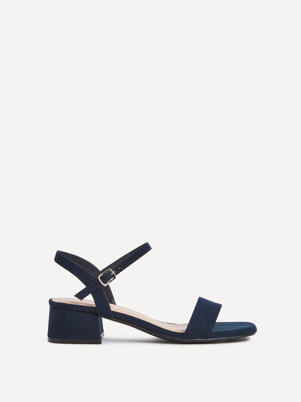 Linzi Navy Faux Suede Low Block Heel