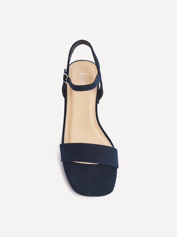 Linzi Navy Faux Suede Low Block Heel