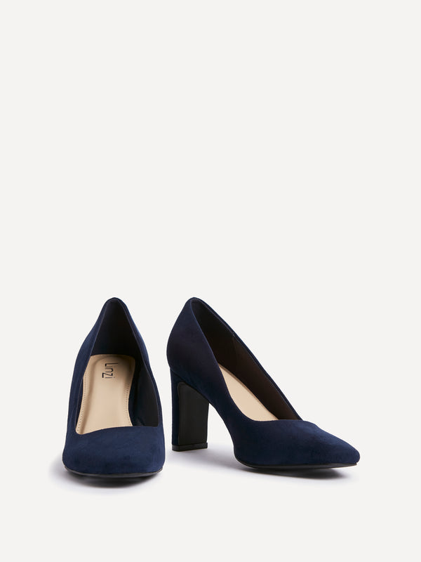 Linzi Navy Faux Suede Modern Style Court Heel