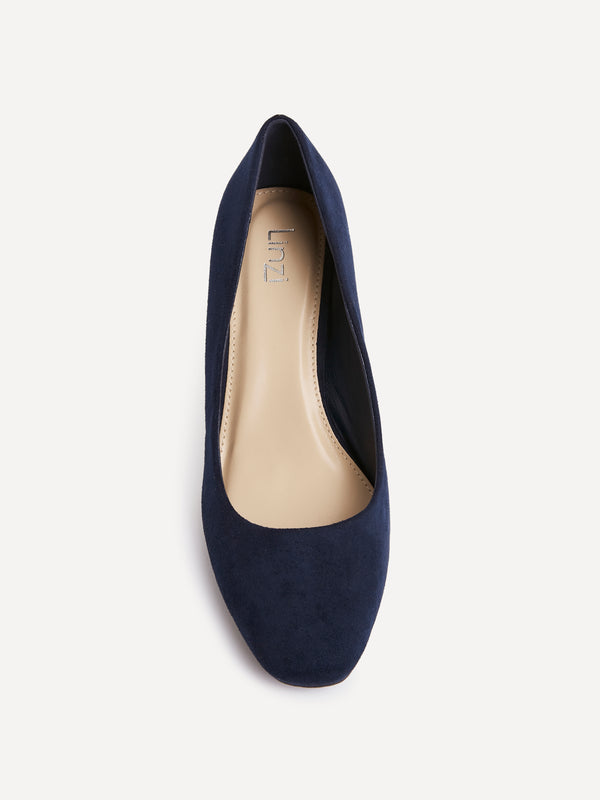 Linzi Navy Faux Suede Modern Style Court Heel