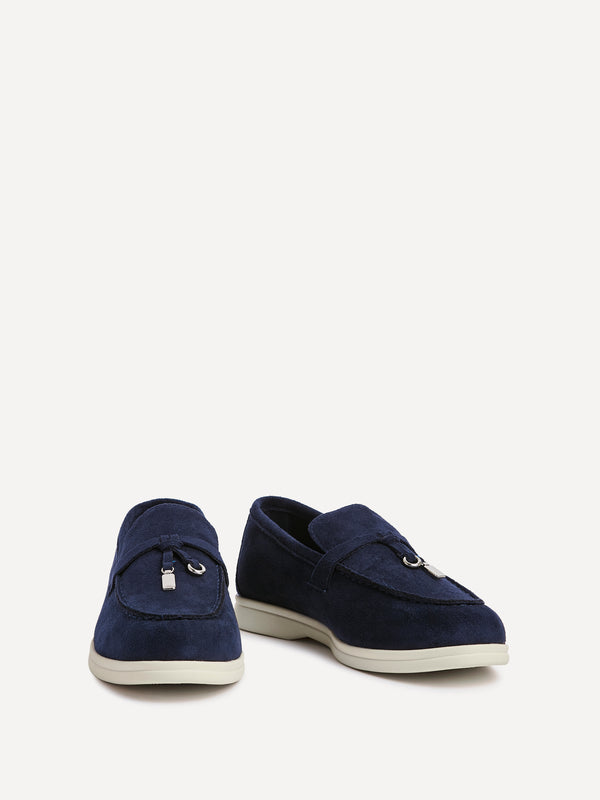Linzi Navy Faux Suede Slip On Loafer