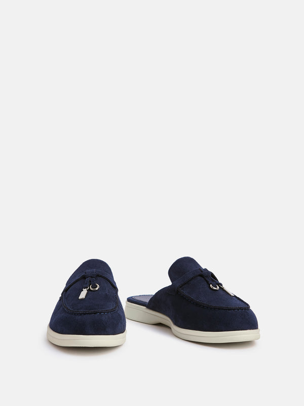 Linzi Navy Faux Suede Slip On Mule