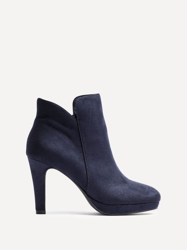 Linzi Navy Faux Suede Small Platform Ankle Boot