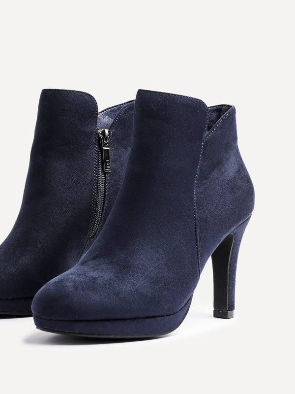 Linzi Navy Faux Suede Small Platform Ankle Boot