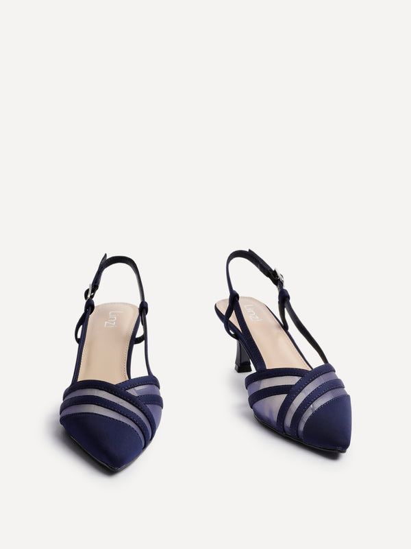 Linzi Navy Scuba Mesh Slingback Court Heel