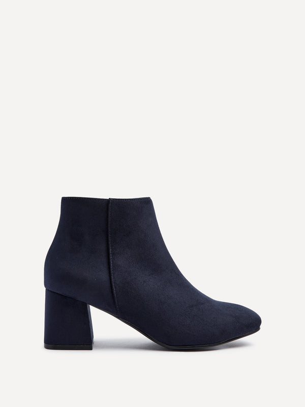 Linzi Navy Suede Block Heel Ankle Boot