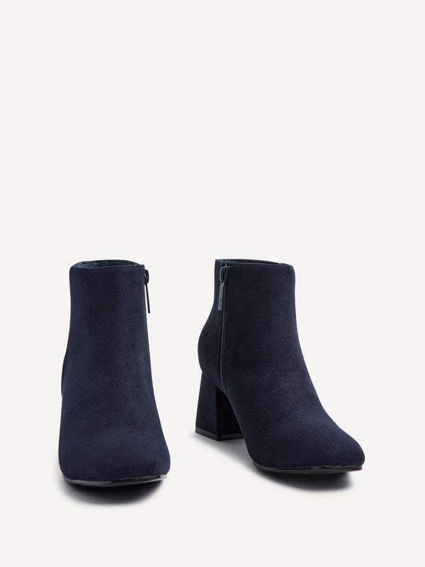 Linzi Navy Suede Block Heel Ankle Boot