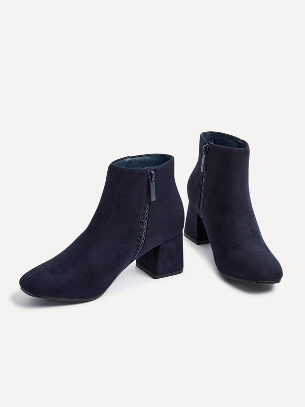 Linzi Navy Suede Block Heel Ankle Boot