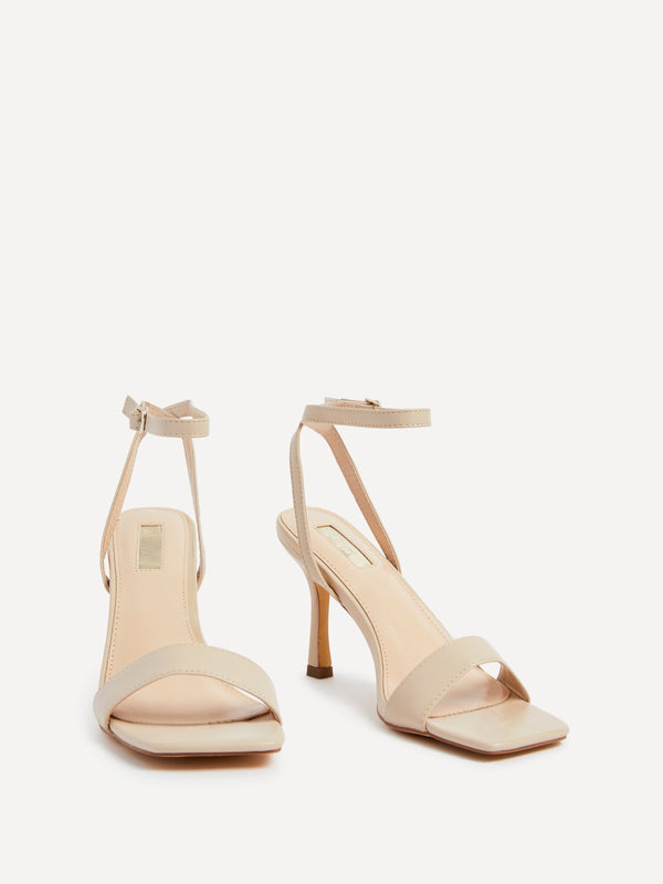 Linzi Nude Faux Leather Barely There Stiletto Heel