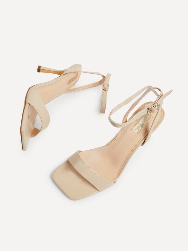 Linzi Nude Faux Leather Barely There Stiletto Heel