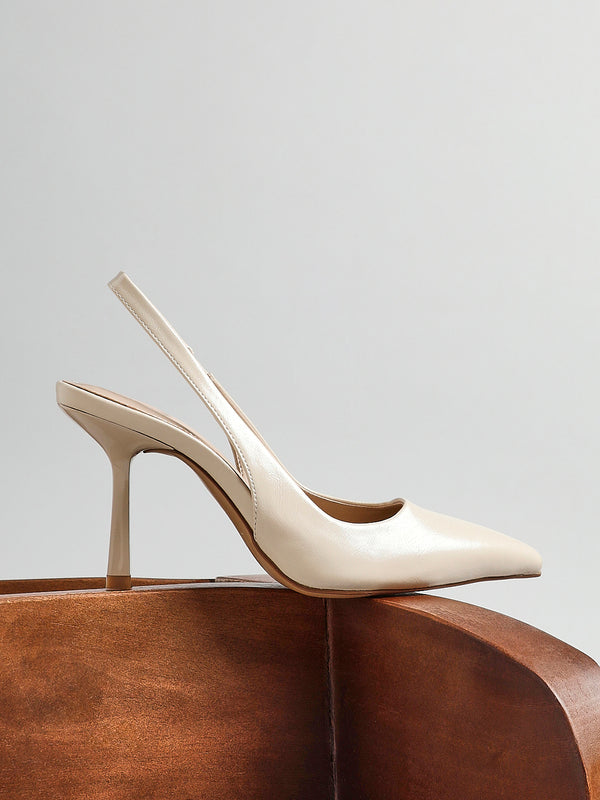 linzi Nude Faux Leather Court Heel