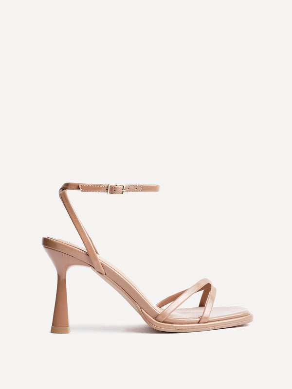 Linzi Nude Faux Leather Crossover Stiletto Heel