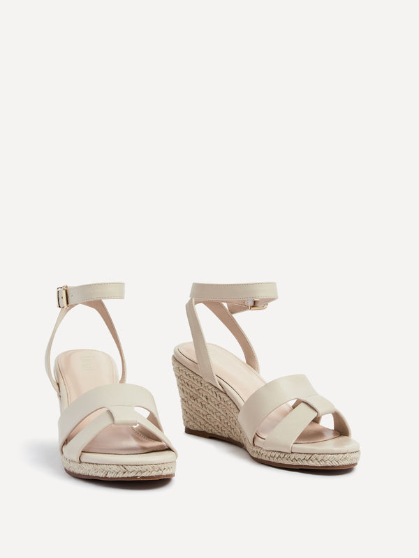 Linzi Nude Faux Leather Espadrille Inspired Wedge