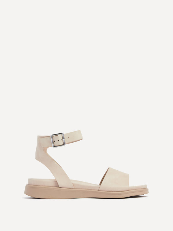 Linzi Nude Faux Leather Footbed Flatform Sandals