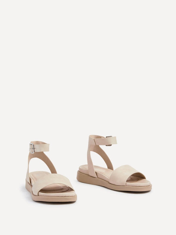 Linzi Nude Faux Leather Footbed Flatform Sandals