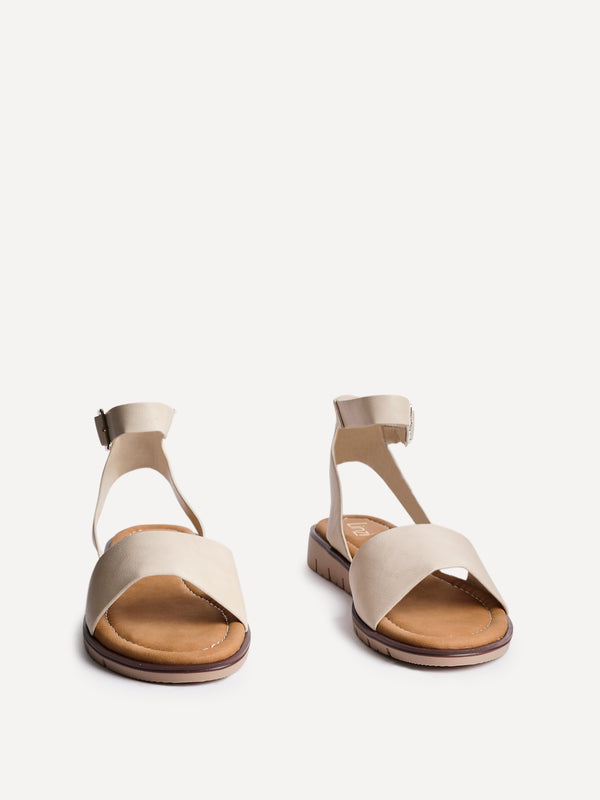Linzi Nude Faux Leather Footbed Two Part Sandal