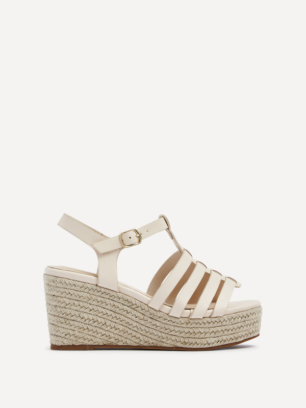 Linzi Nude Faux Leather Gladiator Wedges